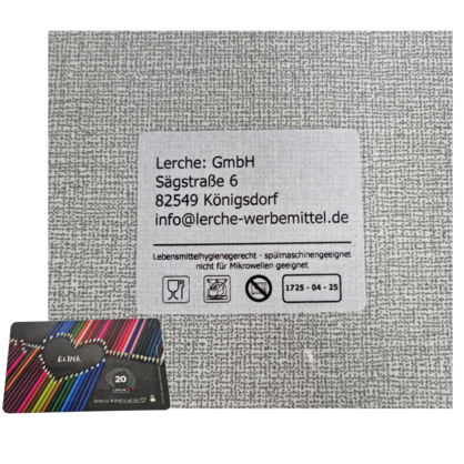 Beispielbild: Aufkleber-Kennzeichnung für die Produktsicherheit bei Werbemitteln 