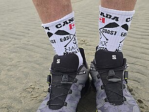 Die Freizeitsocken mit Logo auch in Ucluelet, Kanada unterwegs