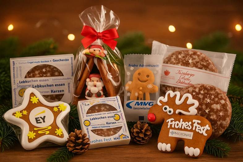 Günstige Werbemittel für die Weihnachtszeit - Lebkuchen mit Logo