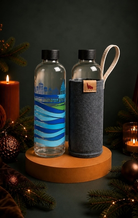 Die bedruckbare Design Glas-Trinkflasche. Werbeartikel Made in Germany!