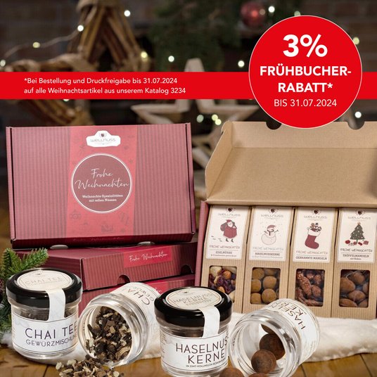 3% Frühbucherrabatt auf Weihnachtsgeschenke und Adventskalender