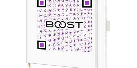 witzige Idee QR Code per Folienprägung auf dem Werbe-Notizbuch