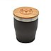 Edelstahl Coffee to go Becher mit Bambusdeckel und Logo-Gravur