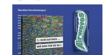 Bedruckte Werbeklappkarte mit Airwaves Kaugummi