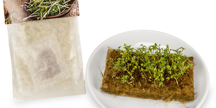 Werbeartikel für ein &quot;grünes Mailing&quot;: Kresse-Samen im Tütchen mit individueller Werbeanbringung