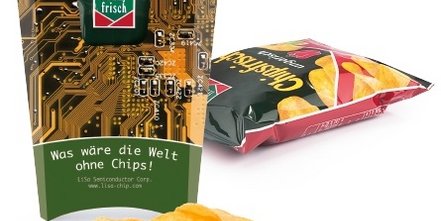 Chipstüte mit individuell bedruckbarem Werbekarton