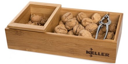 Denken Sie jetzt schon an Weihnachten: Die Bambus Nussschale mit Nussknacker und Werbegravur