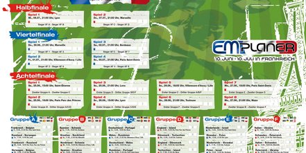 EM Planer: Faltpläne,  Wandpläne und EM Broschüren individuell mit Werbung bedruckt