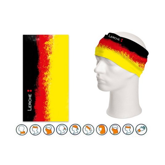 Unser EM Multifunktionstuch: Ganz nach Ihren Wünschen bedruckt und als Halstuch, Stirntuch etc. verwendbar.