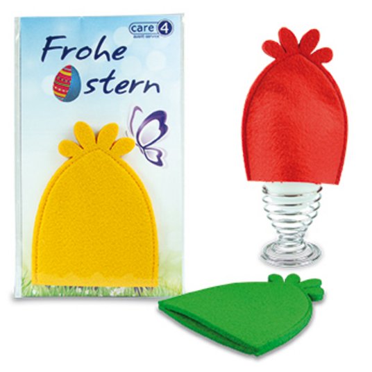 Oster-Werbemittel: gestaltbare Filz-Eierwärmer in verschiedenen Farben