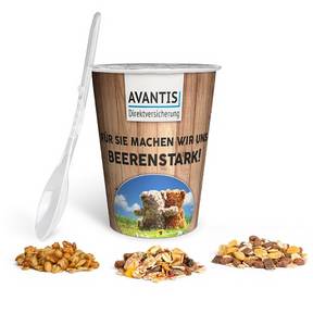 Müsli im bedruckten to-go-Becher 
