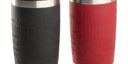Markenqualität: Premium-Coffee to go Becher Travel Mug von Emsa aus Edelstahl mit Logo als Druck oder Lasergravur
