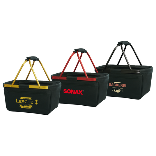 Hochwertiger Einkaufskorb mit individuellem Werbedruck oder -stick