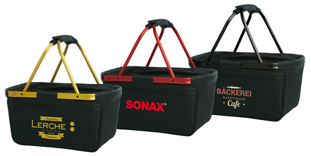 Hochwertiger Einkaufskorb mit individuellem Werbedruck oder -stick