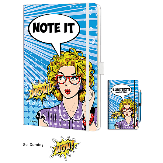 Modernes Notizbuch mit Digitaldruck und auffälligem Gel-Doming