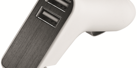 Individuell bedruckbarer oder gravierter Aufladeadapter und Sicherheitsgadget mit zwei USB-Slots