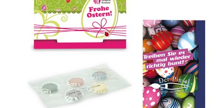 Individuell bedruckte Karte für Ostern 2022 mit Farbtabletten zum Eierfärben