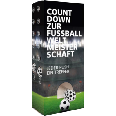 Nachhaltiger WM-Countdown-Spender individuell bedruckt