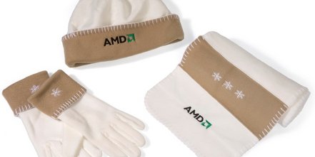 Fleece-Set bestehend aus Schal, Mütze und Handschuhe als Werbemittel im Winter