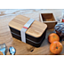Bentobox mit Werbe-Lasergravur auf Bambusdeckel