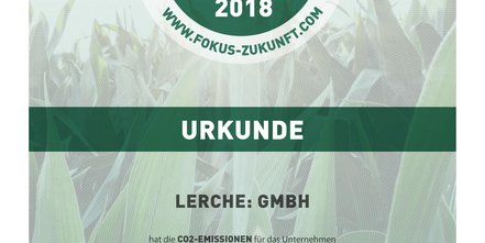 Wir setzen uns für Nachhaltigkeit ein: Urkunde Fokus-Zukunft für klimaneutrales Unternehmen