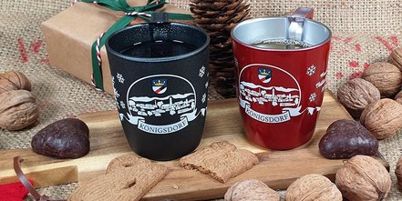 Glastasse mit Logo bedruckt für den Christkindlmarkt
