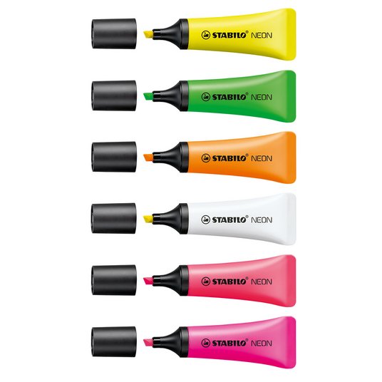 Der leuchtende Neon Textmarker in Tubenform von Stabilo mit Logo-Druck!
