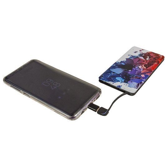 Powerbank "Energy Dual Force" mit vollflächigem Bilder-Digitaldruck mit integriertem Ladekabel