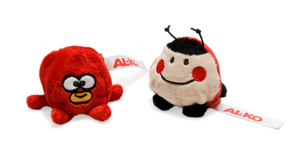 Niedliche Plüschtier-Schmoozies mit integriertem Mikrofasertuch als originelles Werbemittel