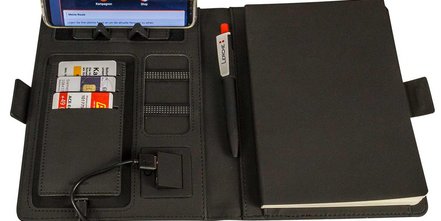 Multifunktionelles Werbe-Notizbuchcover mit integrierter Ladestation Induktion Wireless