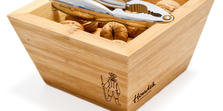 Nussschale Bambus mit Nussknacker als Werbegeschenk mit Logo als Lasergravur
