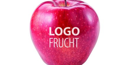 Bedruckter, roter Apfel als Werbemittel