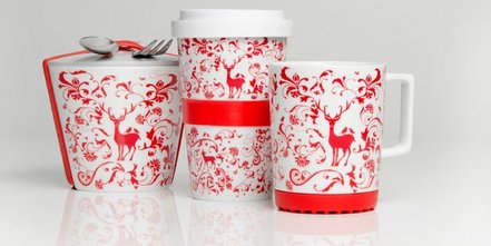 Porzellan Coffee-To-Go Becher mit tollem Weihnachtsmotiv personalisierbar ab kleiner Stückzahl