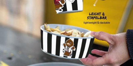 Individuell bedruckbares Werbe-Geschirr-Set aus Kunststoff 