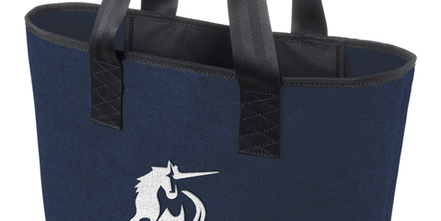 Modischer Filz-Shopper in marine-blau mit individuellem Werbe-Stick