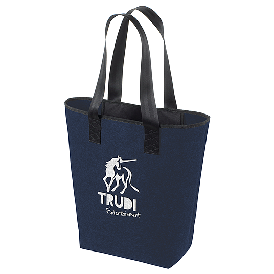 Modischer Filz-Shopper in marine-blau mit individuellem Werbe-Stick