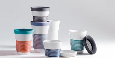 Made in Germany mit preisgekröntem Design in Markenqualität: Stapelbarer Coffee to go Becher aus Porzellan &quot;Cupit&quot; von Kahla