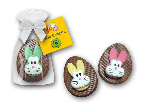 Köstliche Schokoladen-Eier mit individuell bedrucktem Werbertütchen