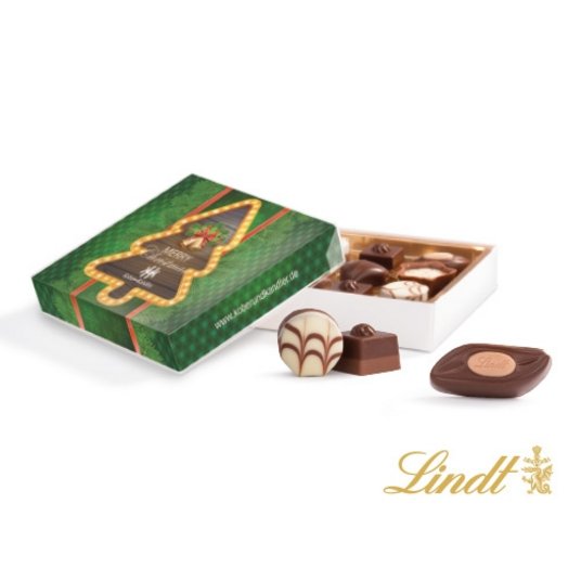 Edle Pralinés-Schachtel mit individuellem Werbemotiv