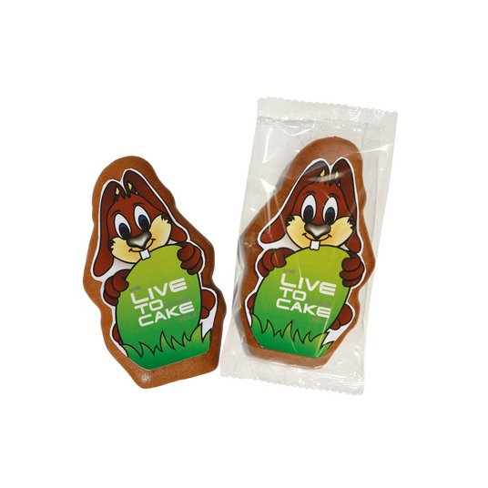 Osterhase aus Honigkuchen mit eigenem Logo