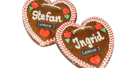 Süße Werbemittel Oktoberfest 2016: Individuelles Lebkuchenherz mit Logo und Einzelnamen