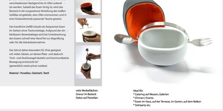 Porzellan-Schälchen mit einklickbarem Besteck