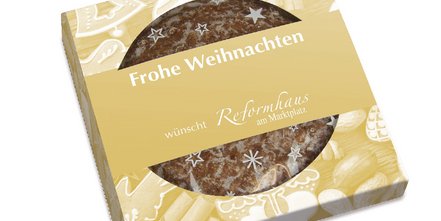 Lebkuchen in Werbeverpackung von Haeberlein Metzger