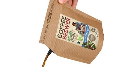 Bio Kaffee im Brewer-Beutel mit Werbe-Etikett