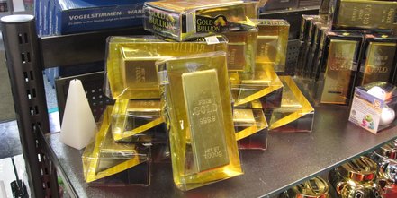 Trendiger Werbeartikel Goldbarren als Türstopper oder Briefbeschwerer