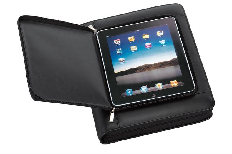 iPad-Schreibmappe mit Prägung als Werbeanbringung
