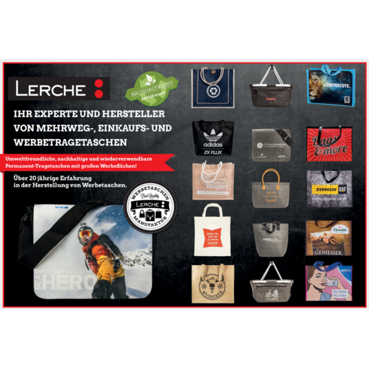 Der neue Werbetaschen-Katalog der Lerche: Werbetaschen-Manufaktur