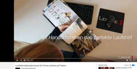 Produktion Laufshirt für Firmenläufe youtube Lerche: Werbemittel