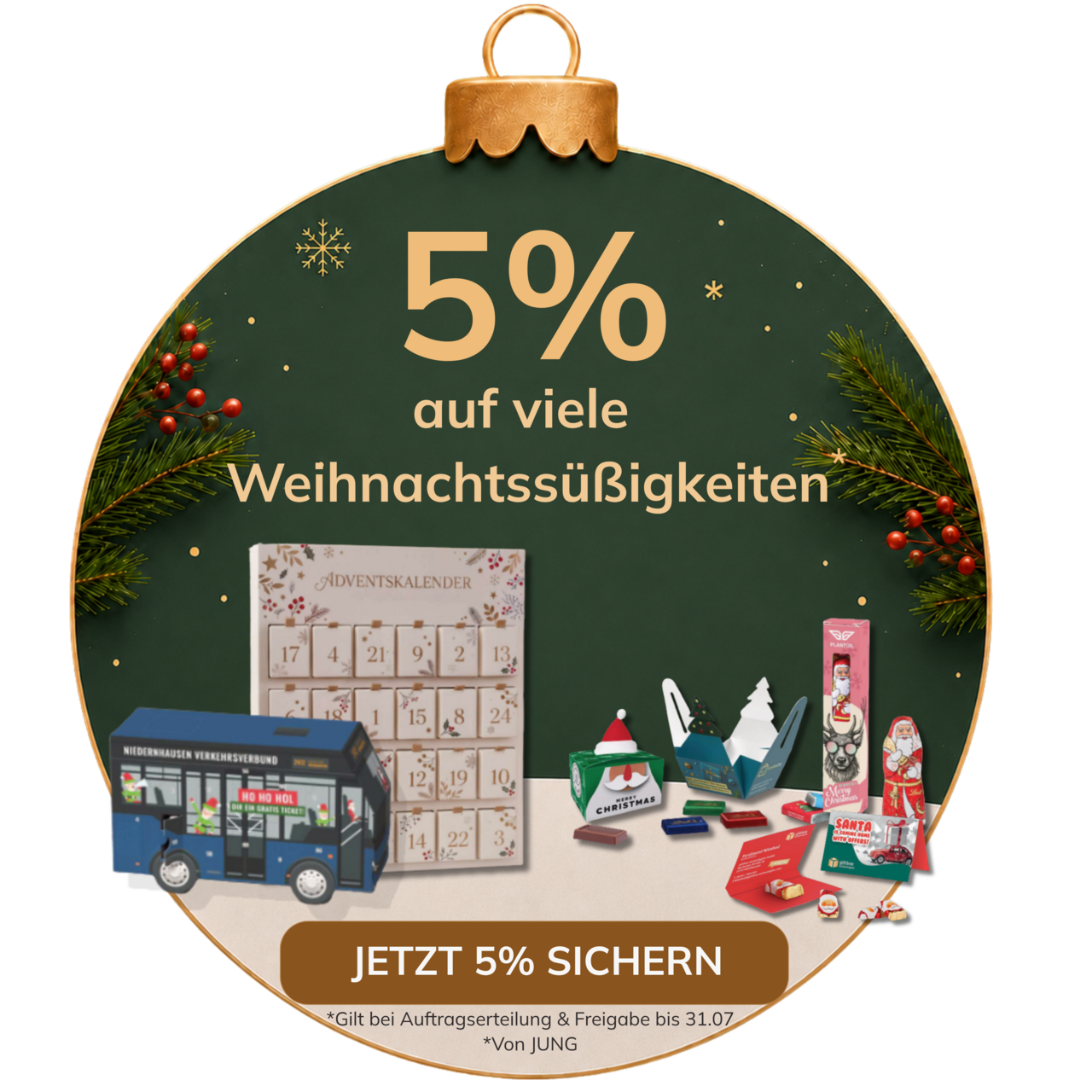 Weihnachtssüßigkeiten und Adventskalender