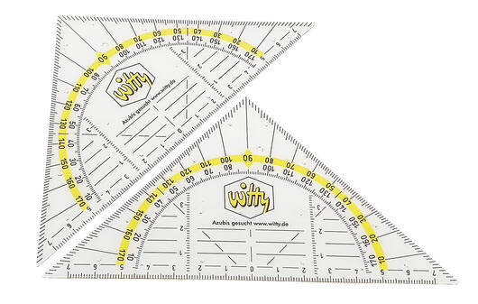 Starres Werbe-Geodreieck mit Logo Starres Werbe-Geodreieck mit Logo
